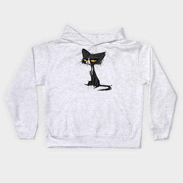 Funny Meh Cat Gift Kids Hoodie by Vapool